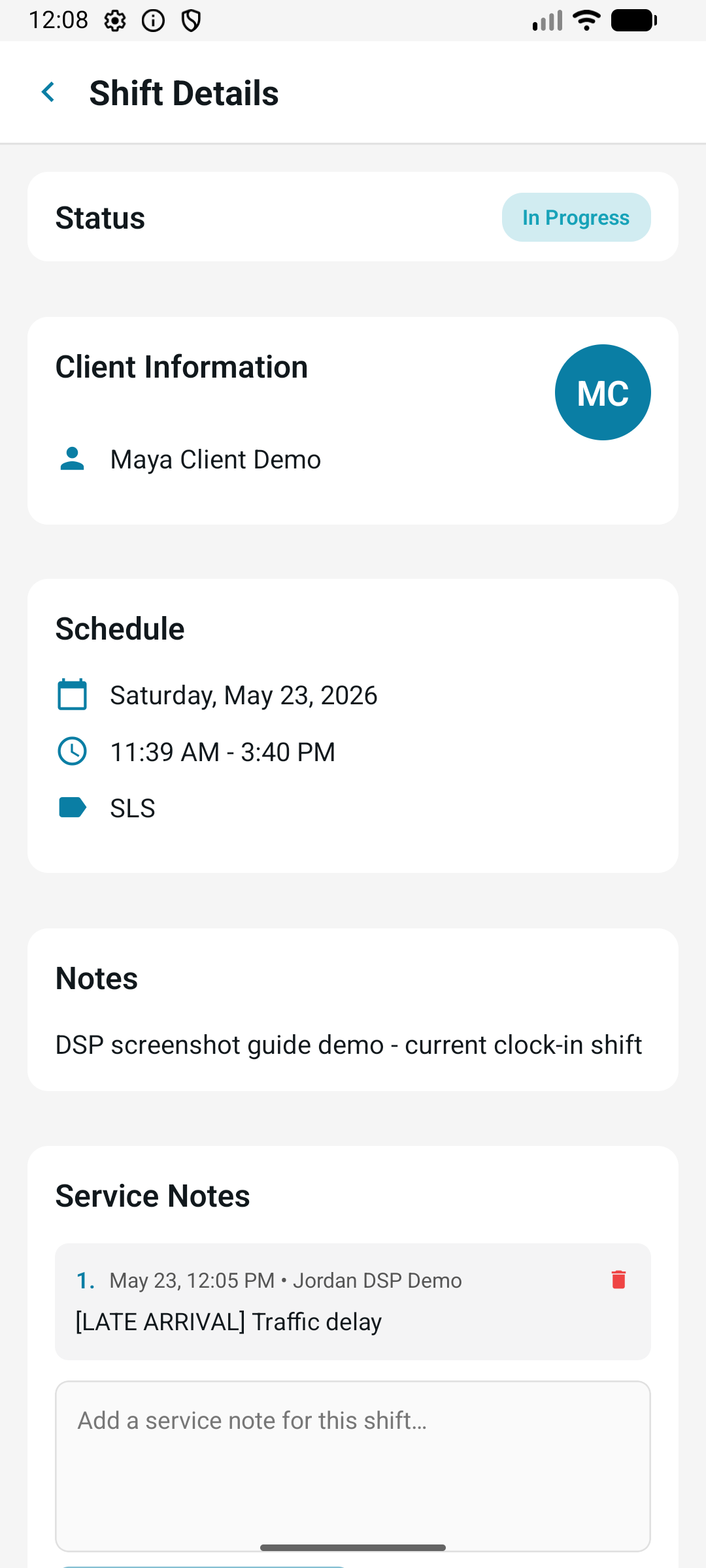 Shift details