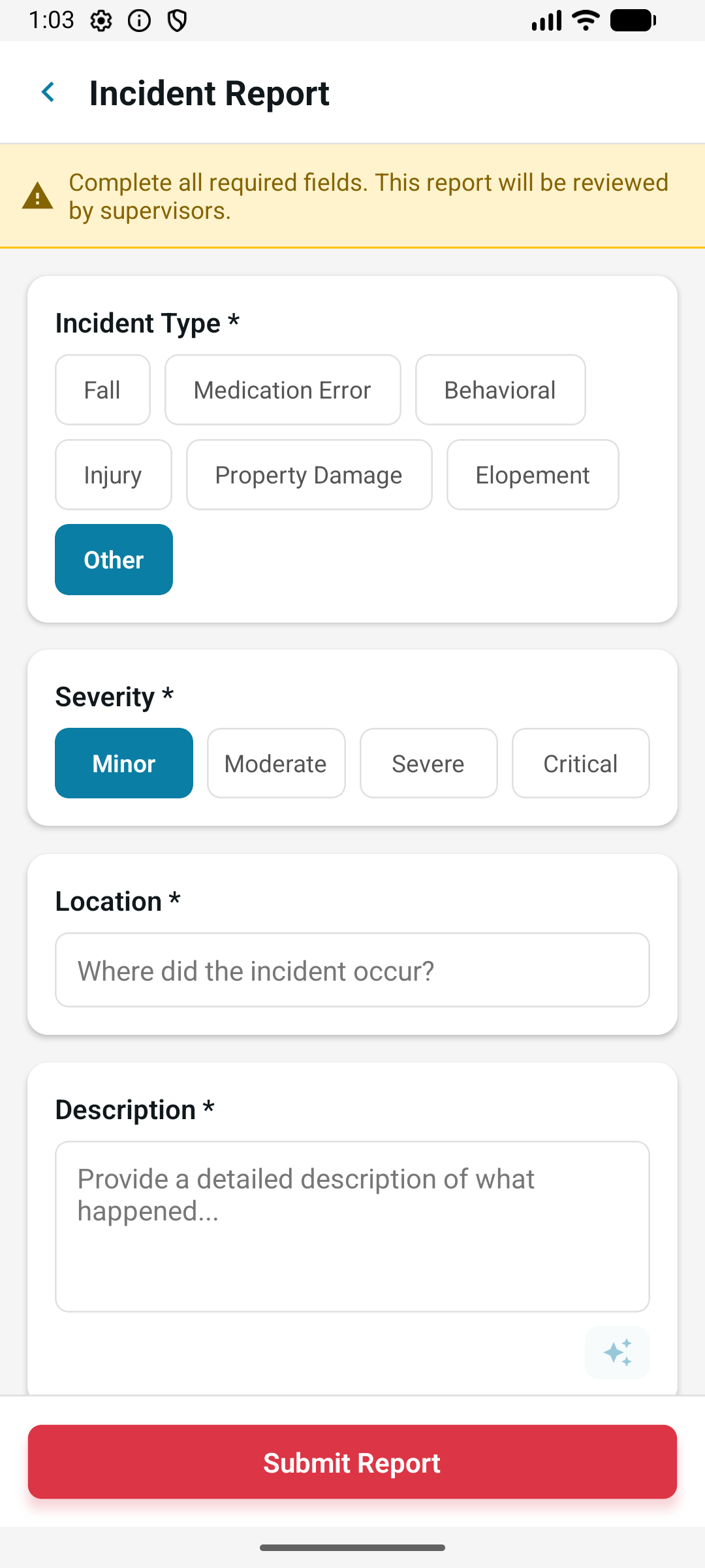 Incident report from client context