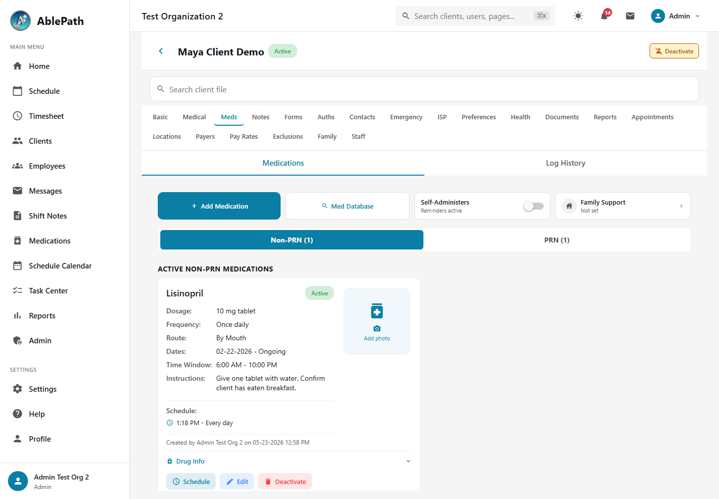 Client Medications Tab
