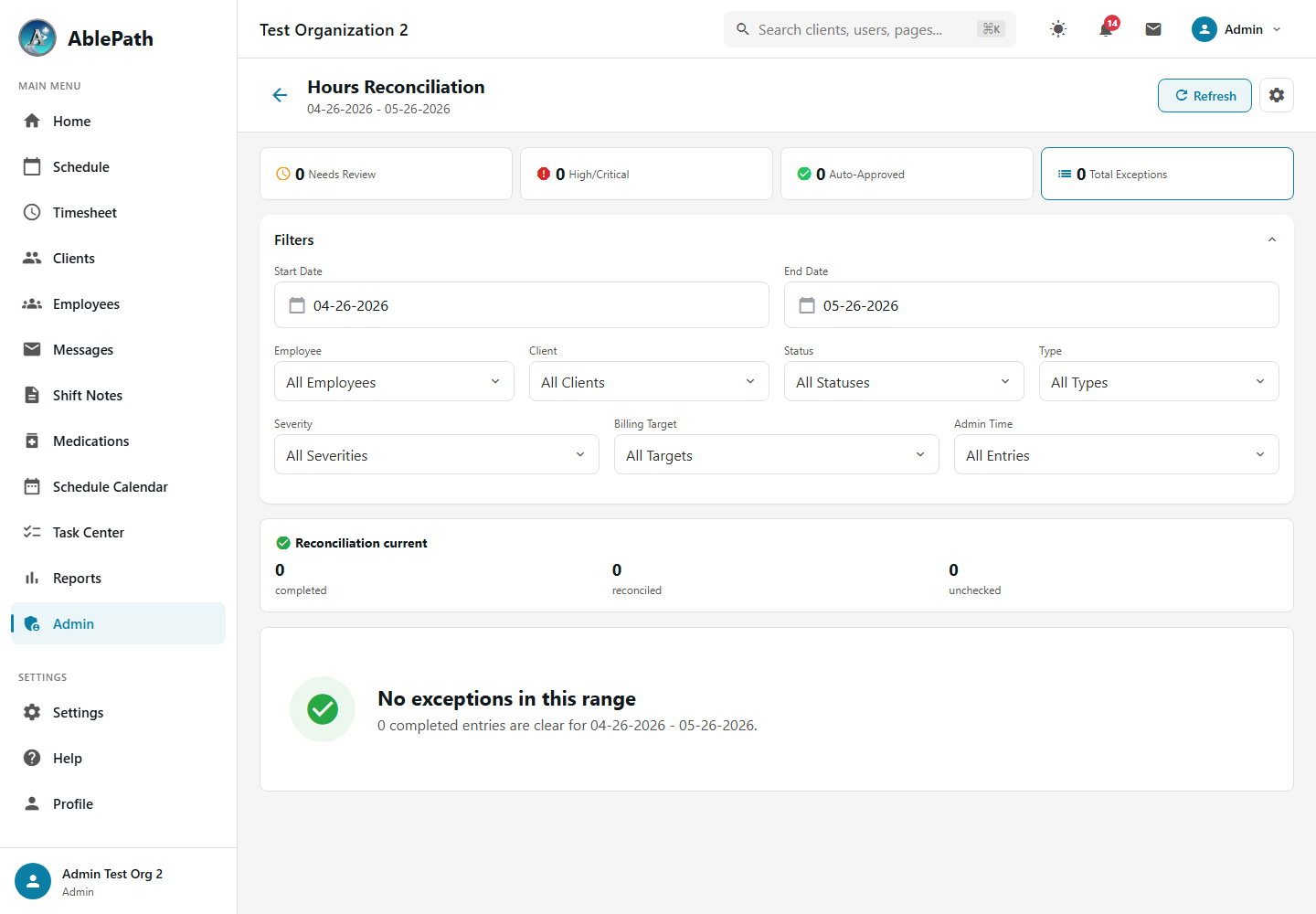 Reconciliation Filters