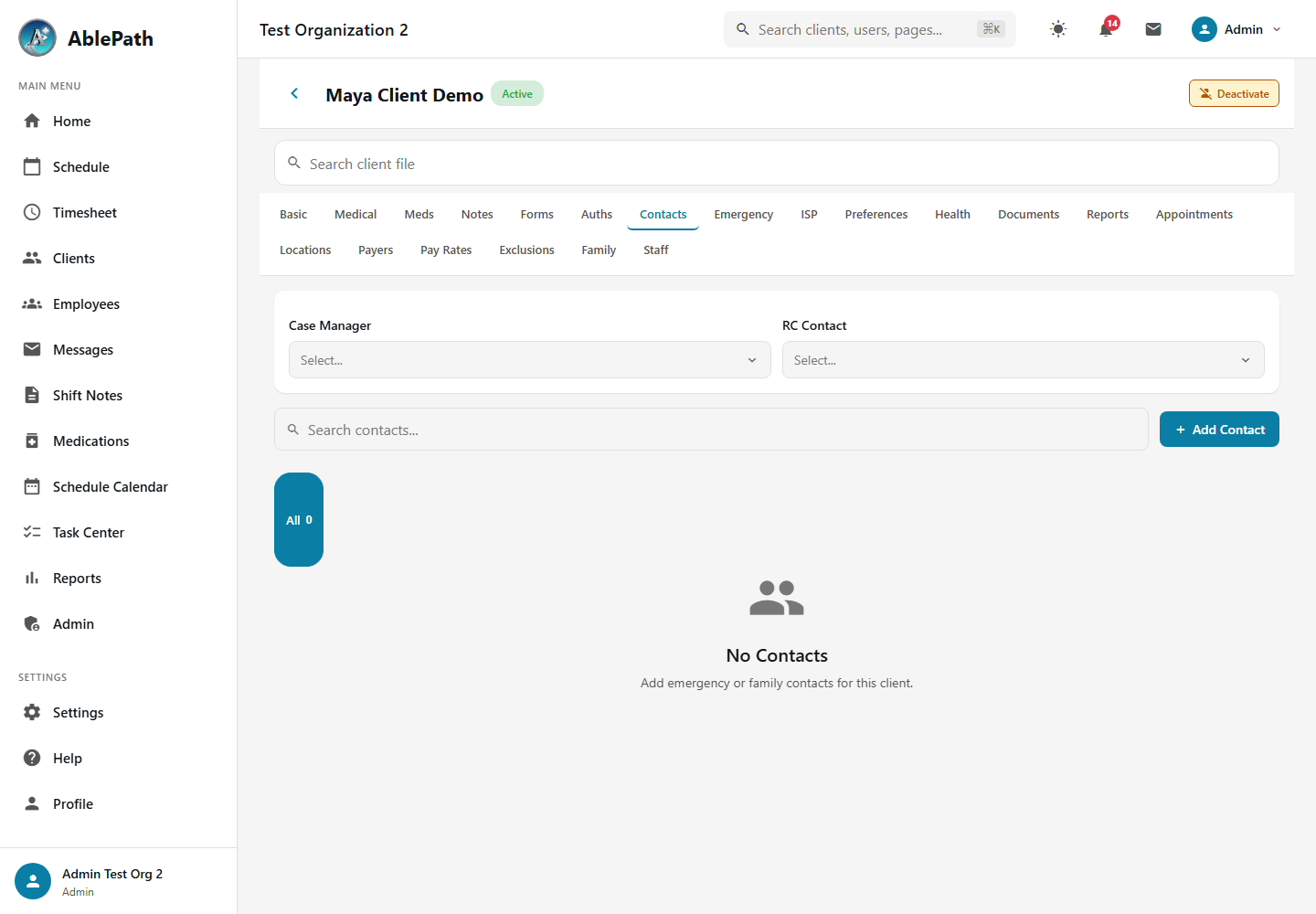 Client Contacts Tab
