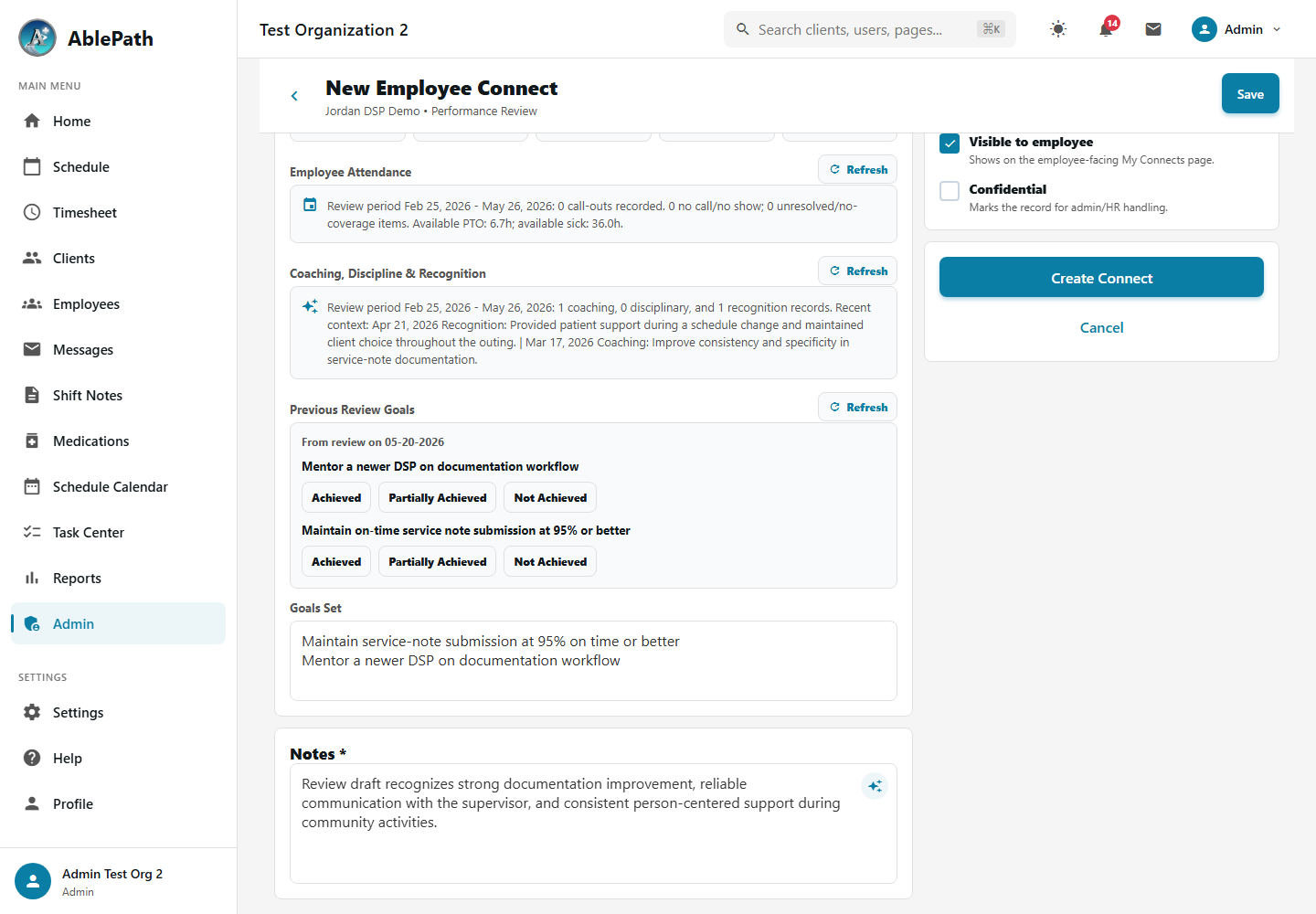 Create Employee Performance Review