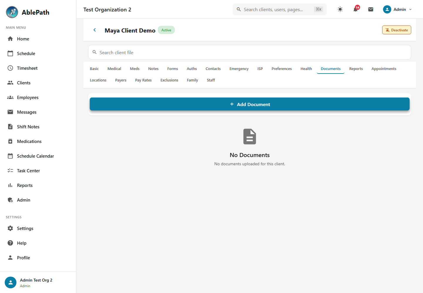 Client Documents Tab