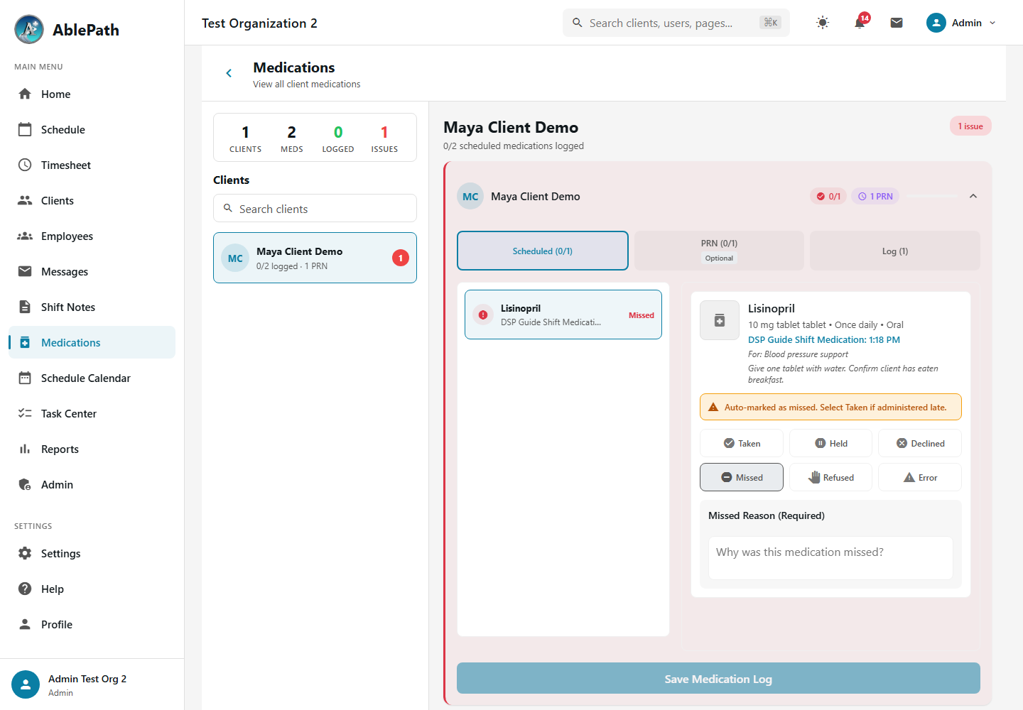 Scheduled Medications Tab