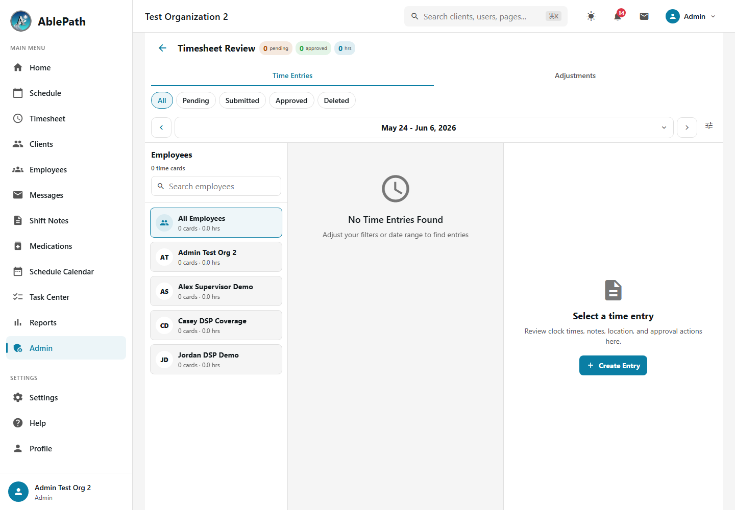 Timecards Grid View