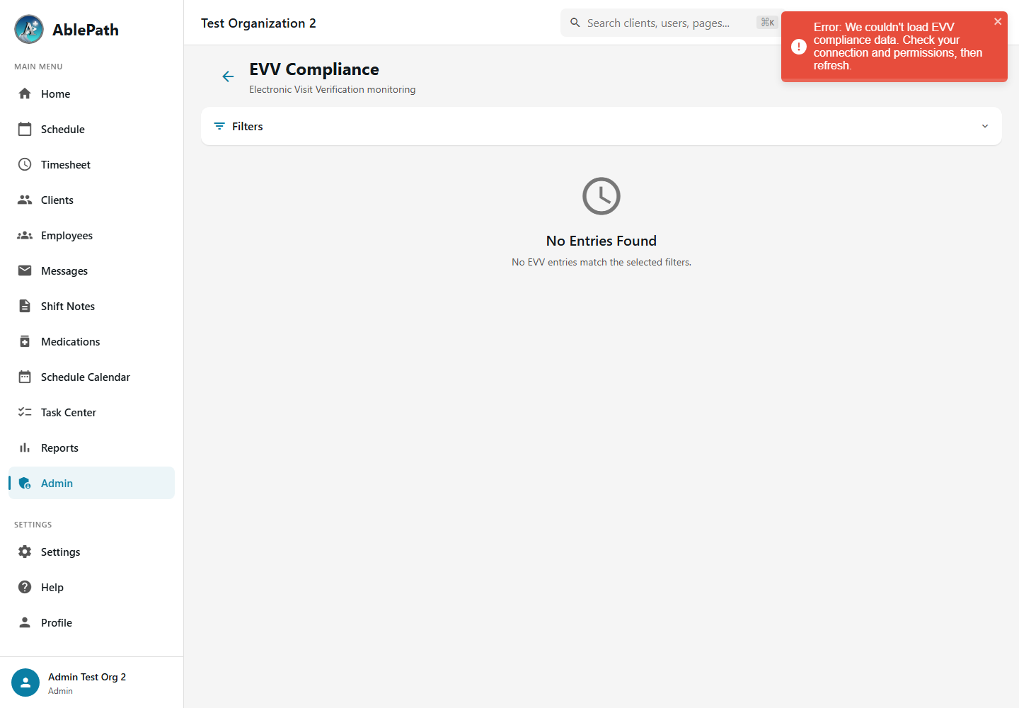 EVV Compliance Dashboard