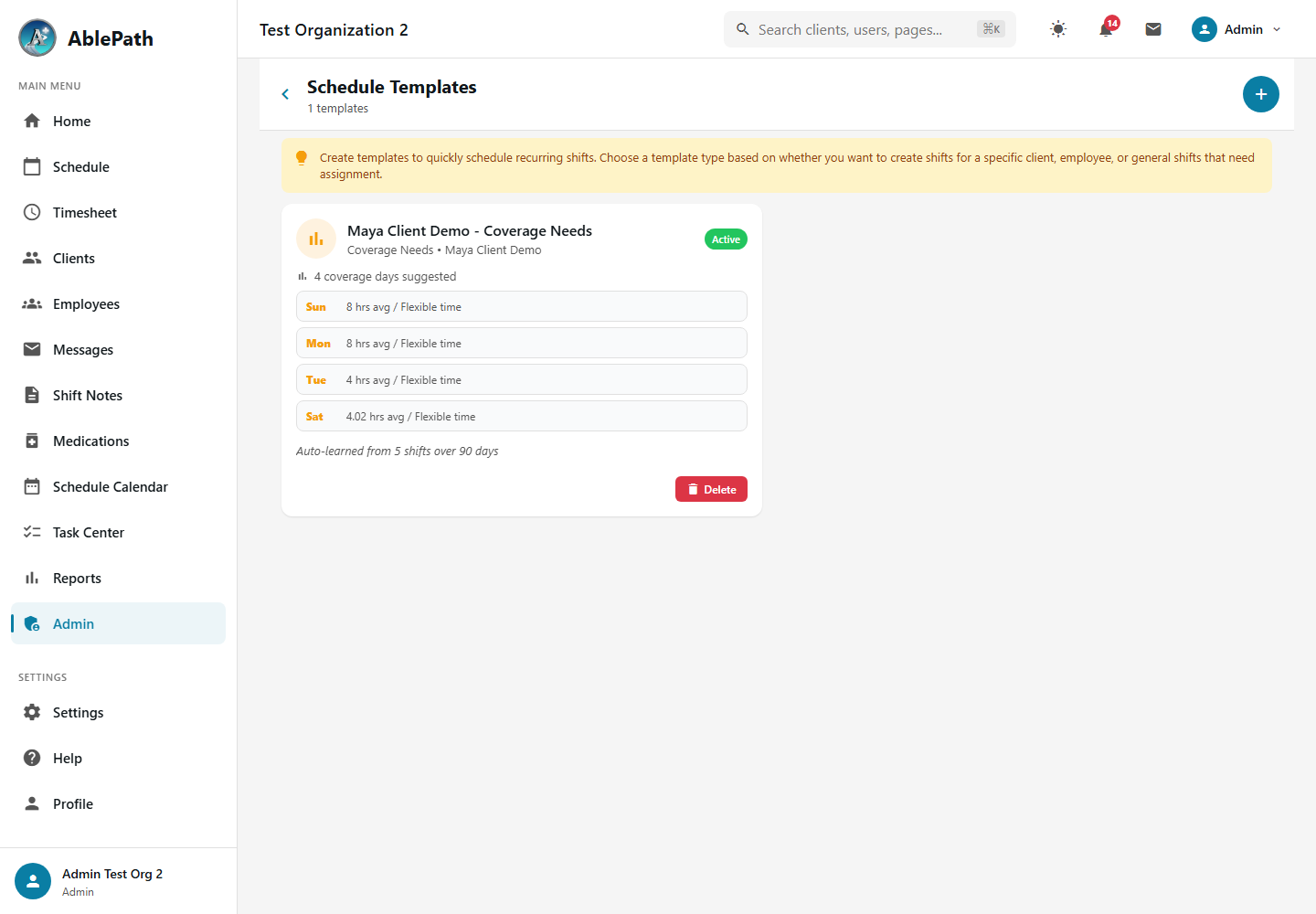 Schedule Templates