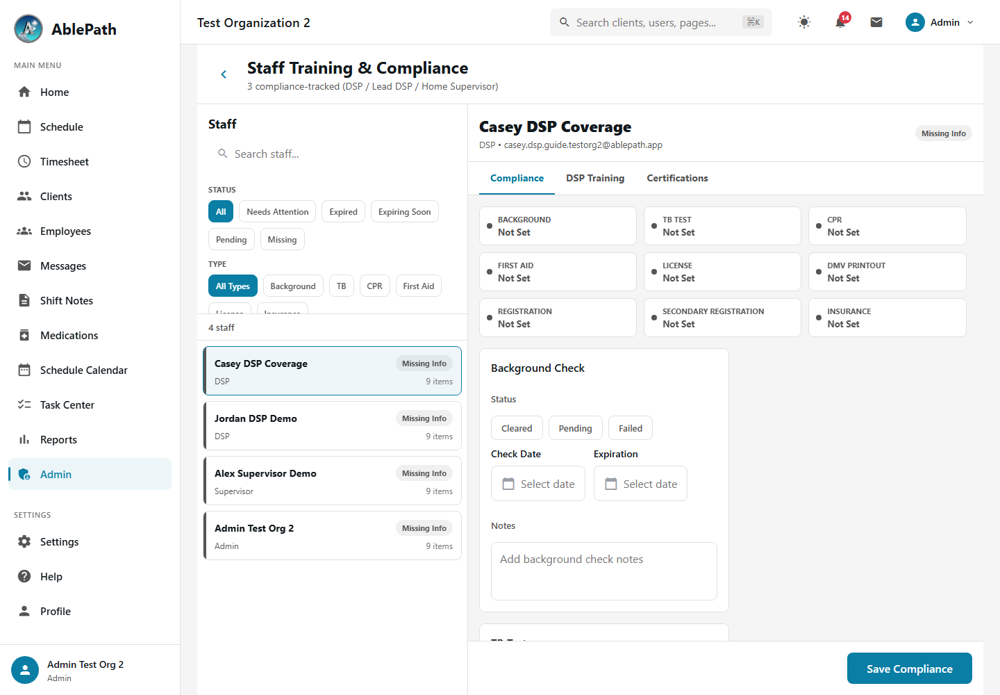 Staff Compliance Dashboard